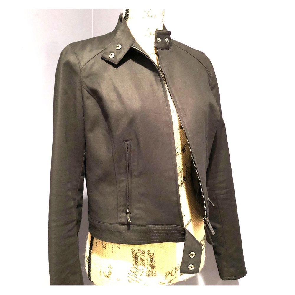 CK Black Cotton Spandex Moto-style Jacket